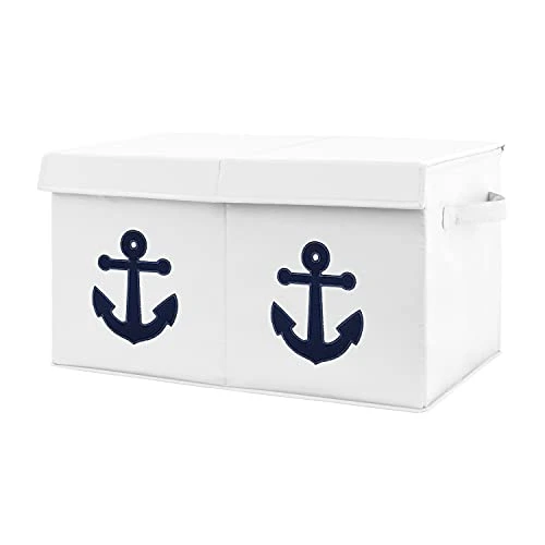 Sweet Jojo Designs Nautical Anchor Boy Girl Small Fabric Toy Bin Storage Box Chest For Baby Nursery Kid Room - Navy Blue White Ocean Sailboat Sea Marine Sailor Gender Neutral Anchors Away Collection 1 Sweet Jojo Designs Nautical Anchor Boy Girl Small Fabric Toy Bin Storage Box Chest For Baby Nursery Kid Room - Navy Blue White Ocean Sailboat Sea Marine Sailor Gender Neutral Anchors Away Collection