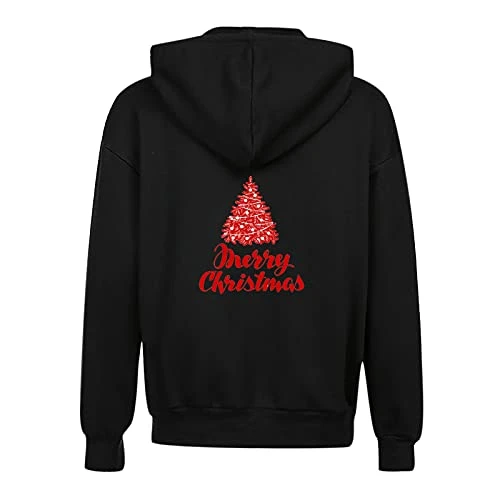 Full Zip Hoodies For Women Fashion Long Sleeve Christmas Xmas Tree Print Sweatshirt Casual Pockets Tops Coat 4 Full Zip Hoodies For Women Fashion Long Sleeve Christmas Xmas Tree Print Sweatshirt Casual Pockets Tops Coat - Image 4