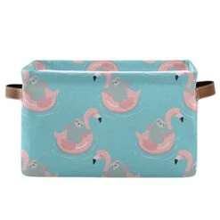 Sloth Pink Flamingo Rectangle Storage Organizer Canvas Collapsible Box Chest Organizer For Edroom Closet Kid's Toys Laundry 2 Pieces