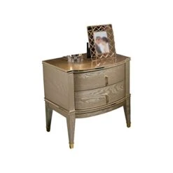 FURUIWUFENG Nightstand Retro Bedside Table Storage Cabinet Living Room Bedroom Bedside Table Storage Cabinet 2 Drawer Small Wood Cabinet End Table