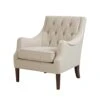 Madison Park Qwen Accent Chairs - Hardwood, Birch, Faux Linen Living Room Chairs - Cream Ivory, Vintage Classic Style Living Room Sofa Furniture - 1 Piece Diamond Tufted Bedroom Chairs Seats
