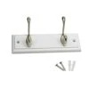 Keypak 2-Hook Wall-Mounted Coat Rack, White, Satin Nickel