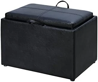 Convenience Concepts Designs4Comfort Accent Storage Ottoman With Reversible Tray, Espresso Faux Leather 22.75 X 15.75 X 16 6 Convenience Concepts Designs4Comfort Accent Storage Ottoman With Reversible Tray, Espresso Faux Leather 22.75 X 15.75 X 16 - Image 6