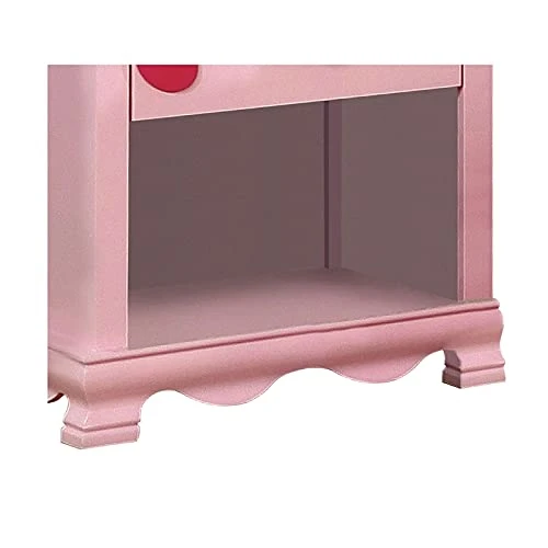 BOWERY HILL Transitional Wood 1-Drawer Nightstand In Pink 7 BOWERY HILL Transitional Wood 1-Drawer Nightstand In Pink - Image 7