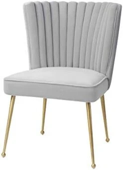 MEXIYA Sansa Dining Chair Modern Light Grey Accent Chair Easy Clean Velvet Upholstered Side Chair With Brushed Gold Legs -Safavieh Furniture 31oQThNTLUL. AC