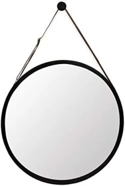 Hanging Round Black Wall Mirror - Circle Bamboo Frame 15 Inch & Adjustable Leather Strap, Makeup Vanity Dressing 11 Hanging Round Black Wall Mirror - Circle Bamboo Frame 15 Inch & Adjustable Leather Strap, Makeup Vanity Dressing -Safavieh Furniture 31ohZNqHtpL. AC 1