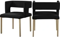 Meridian Furniture Caleb Collection Modern | Contemporary Upholstered Dining Chair With Unique Squared Back And Sturdy Iron Legs, Set Of 2, 23" W X 21" D X 30" H, Black Velvet, Matte Black -Safavieh Furniture 31om5s7ZImL. AC