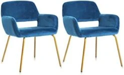 Novigo Accent Chair Living Room Chair With Solid Golden Metal Leg And Velvet Armrest Backrest Mid-Century Modern Chair For Waiting Room Bedroom Conference Set Of 2 Teal Blue -Safavieh Furniture 31osVUwvugL. AC