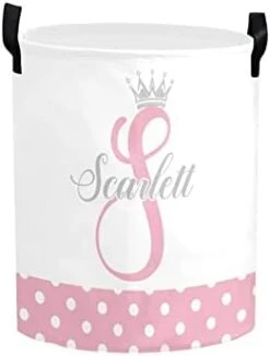 Personalized Laundry Basket Hamper,Princess Pink Dots,Collapsible Storage Baskets With Handles For Kids Room,Clothes, Nursery Decor -Safavieh Furniture 31paPmOVKZL. AC