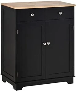 HOMCOM Double Door Sideboard Buffet Cabinet, Kitchen Cabinet, Coffee Bar Cabinet With 2 Drawers, Adjustable Shelf For Living Room And Hallway, Black -Safavieh Furniture 31pdtLVkIL. AC