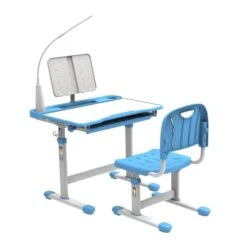 BELANITAS Kids Desk And Chair Set For Boys And Girls, Study Desk For Kids With 40 Degree Tiltable Desktop Desk For Kids,Boys Desk And Chair Set 10-12 Year Old Sky Blue