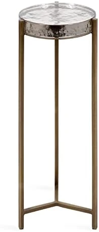 Kate And Laurel Aguilar Modern Drink Table, 8 X 8 X 23, Brass With Clear Glass, Detailed Glass Accent Table For Small Spaces 11 Kate And Laurel Aguilar Modern Drink Table, 8 X 8 X 23, Brass With Clear Glass, Detailed Glass Accent Table For Small Spaces - Image 11