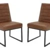 Amazon Brand – Rivet Decatur Modern Faux Leather Dining Chair, Set Of 2, 21"W, Tan Brown