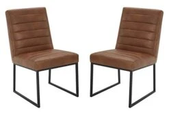 Amazon Brand – Rivet Decatur Modern Faux Leather Dining Chair, Set Of 2, 21"W, Tan Brown