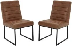 Amazon Brand – Rivet Decatur Modern Faux Leather Dining Chair, Set Of 2, 21"W, Tan Brown -Safavieh Furniture 31qIyEifNbL. AC