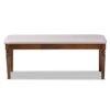 BOWERY HILL Modern Grey Upholstered And Walnut Brown Finished Wood Dining Bench