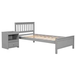 Cotoala Twin Wood Bed Frame With Nightstand, Headboard And Footboard, For Kids, Bedroom Furniture, Home, No Spring Box Required & Easy Assembly -Safavieh Furniture 31qSxdWGiaL