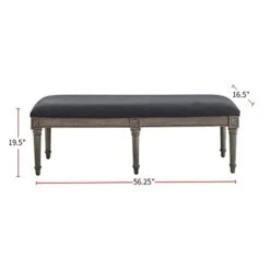 GENERIC Upholstered Bench In French Grey Black Solid Fabric Wood Finish -Safavieh Furniture 31qlGRJVmzL
