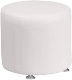 Flash Furniture HERCULES Alon Series Black LeatherSoft 24" Diameter Round Ottoman With Brushed Stainless Steel Base -Safavieh Furniture 31r49 My5dL. AC