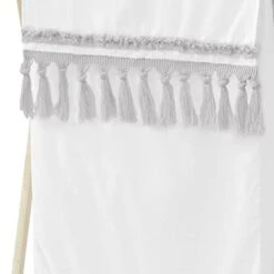 Sweet Jojo Designs Boho Bohemian Baby Kid Clothes Laundry Hamper - Grey And White Farmhouse Shabby Chic Designer Modern Minimalist Gray Tuft Tufted Cotton Gender Neutral Unisex