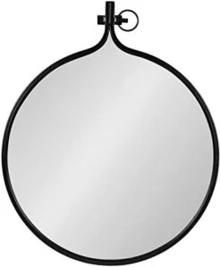 Kate And Laurel Yitro Round Industrial Modern Metal Framed Wall Mirror, 23.5x28.5, Black -Safavieh Furniture 31snmsaF fL. AC