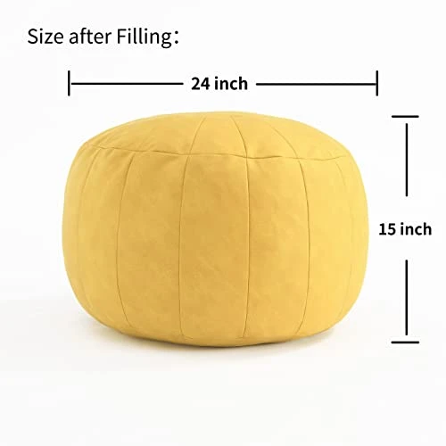 C COMFORTLAND Unstuffed Faux Suede Ottoman Pouf, Round Foot Rest Poof Ottomans, Floor Foot Stool Poufs, Bean Bag Chair Cover With Storage For Living Room, Bedroom, Or Wedding Gifts Yellow 2 C COMFORTLAND Unstuffed Faux Suede Ottoman Pouf, Round Foot Rest Poof Ottomans, Floor Foot Stool Poufs, Bean Bag Chair Cover With Storage For Living Room, Bedroom, Or Wedding Gifts Yellow - Image 2