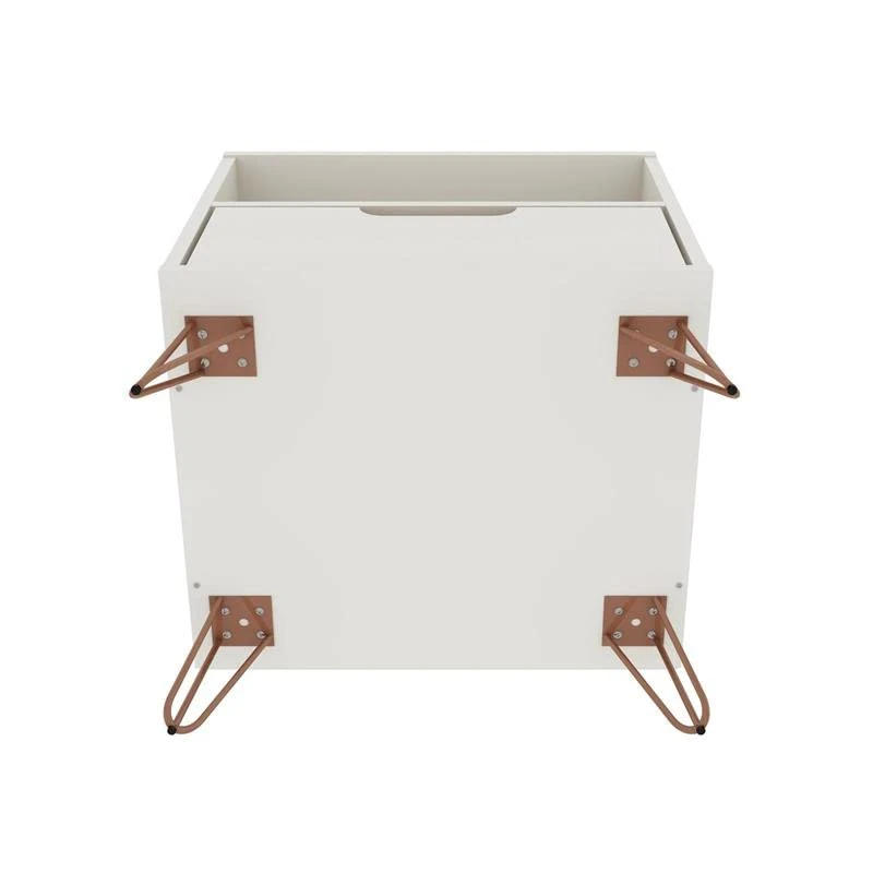 Pemberly Row Mid-Century Modern Wood Nightstand In Off White & Nature 5 Pemberly Row Mid-Century Modern Wood Nightstand In Off White & Nature - Image 5