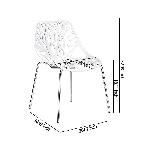 CangLong Modern Mid Century Plastic Shell Hollow Matal Legs Dining Chairs, 4 PCs Pack-Light, White 1 2 CangLong Modern Mid Century Plastic Shell Hollow Matal Legs Dining Chairs, 4 PCs Pack-Light, White 1 - Image 2
