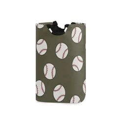 Laundry Hamper Basket Hunt Green Baseball Pattern Collapsible Nursery Storage Bin Waterproof Clothing Baskets For Home Bedroom Bathroom Washing Room