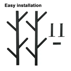 FANTAKI Coat Rack Wall Mount Set Of 2, Coat Hanger, Floating Coat Rack For Jackets/Bags/Scarves, Coat Tree For Entryway/Home/Office/Hallway/Bathroom, Metal Vertical Hat Rack For Wall, Black -Safavieh Furniture 31uKhkdYNNL