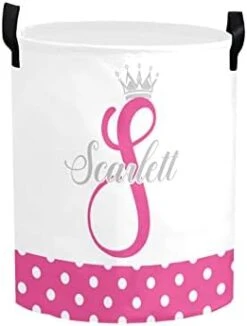 Personalized Laundry Basket Hamper,Princess Pink Dots,Collapsible Storage Baskets With Handles For Kids Room,Clothes, Nursery Decor -Safavieh Furniture 31uflEZe6oL. AC