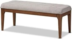 Baxton Studio Walsh Dining Bench, One Size, Beige/Walnut Brown -Safavieh Furniture 31upM6ZGZL. AC