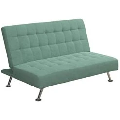 Rosebery Kids Tufted Futon, Convertible Sleeper Sofa In Teal And Chrome