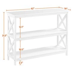 Topeakmart 42 Inch Long Console Sofa Table X Design Narrow Entryway Hallway Table W/ 3 Storage Shelves For Living Room, White -Safavieh Furniture 31vJyXMCjlL
