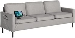 STHOUYN 56" W Fabric Loveseat Sofa With 2 USB, Small Couches For Living Room, Bedroom, Office, Easy Assembly & Comfy Cushion, Dark Grey -Safavieh Furniture 31wBbzbZBXL. AC