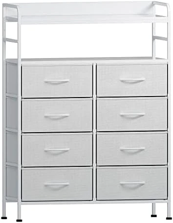 SAILUN Dresser 8 Drawers With Double Shelf, Tall Storage Organizer Unit For Bedroom/Living Room/Entryway, Wooden Front And Top, Rustic Brown 9 SAILUN Dresser 8 Drawers With Double Shelf, Tall Storage Organizer Unit For Bedroom/Living Room/Entryway, Wooden Front And Top, Rustic Brown - Image 9