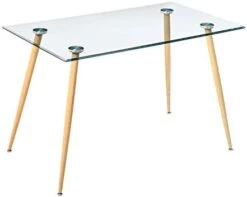 Glass Dining Table - Rectangular Tempered Glass Kitchen Table - Small Modern Glass Dining Room Table For 4 With Solid Metal Black Legs, Coffee Table For Living Room,Office,Small Space 47.2*27.6*29.5" -Safavieh Furniture 31wXy ePyfL. AC