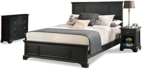 Bedford Queen Bed Headboard, Footboard, Rails And Matching Wood Panel Bed Chest And Nightstand Set In Black 7 Bedford Queen Bed Headboard, Footboard, Rails And Matching Wood Panel Bed Chest And Nightstand Set In Black - Image 7