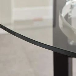 BAXMUY Dining Room Table, 48” Clear Tempered Glass Round Dining Table, With Solid Wood Base Dining Table, 31" High Modern Round Kitchen Table -Safavieh Furniture 31wg7D8gufL