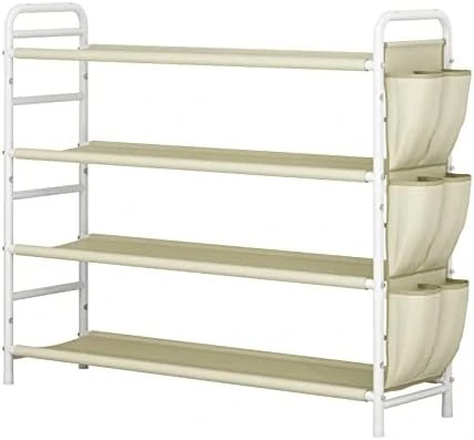 SUOERNUO Shoe Rack Storage Organizer 4 Tier Free Standing Metal Shoe Shelf Compact Shoe Organizer With Side Bag For Entryway Closet Bedroom, Grey 7 SUOERNUO Shoe Rack Storage Organizer 4 Tier Free Standing Metal Shoe Shelf Compact Shoe Organizer With Side Bag For Entryway Closet Bedroom, Grey - Image 7