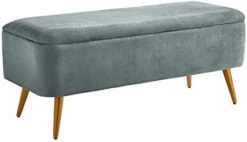 Ball & Cast Upholstered Velvet Storage Bench 44"W X 16"D X 18"H Grey,Golden Powder Coating Legs Set Of 1 -Safavieh Furniture 31x6jf92U5L. AC