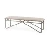 GENERIC Cream Fabric Seat W/Dark Metal Frame Bench 55.5" W X 16" D 17" H Brown Solid Modern Contemporary Nautical Coastal Wood