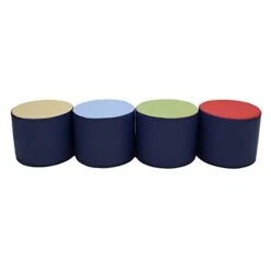 Factory Direct Partners 12763-NV SoftScape 15" Round Two-Tone Accent Ottoman For Ages 4-7 (4-Piece) - Navy -Safavieh Furniture 31xZHsxx7eL