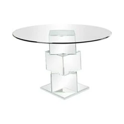 247SHOPATHOME Telluride Round Dining Table, Silver