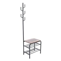 Titunjian Coat Rack Shoe Bench Storage Shelves Stool 3-in-1 Hall Tree Storage Shelf Organizer Entryway Shoe Bench With 2 Storage Rack -Safavieh Furniture 31xgiDj0ESL