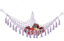 Stuffed Animal Hammock, Woven Triangle Wooden Bead Tassel Toys Storage Hammock Plush Toy Organizer Mesh With Hooks Hanging Stuffed Animal Storage Net For Home, Nursery, Preschool(Blue And Yellow) -Safavieh Furniture 31xx0UY7KKL. AC