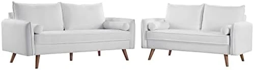 Modway Revive Upholstered Fabric Sofa And Loveseat Set, Beige 15 Modway Revive Upholstered Fabric Sofa And Loveseat Set, Beige - Image 15