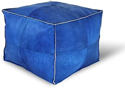 MARRAKESH STYLE Comfortable Leather Ottoman Pouf - Handmade Unstuffed Moroccan Pouf Cover - Square Pouf & Foot Rest Ottoman - Perfect For Living Rooms Bedrooms & Kids Room - Square Brown 8 MARRAKESH STYLE Comfortable Leather Ottoman Pouf - Handmade Unstuffed Moroccan Pouf Cover - Square Pouf & Foot Rest Ottoman - Perfect For Living Rooms Bedrooms & Kids Room - Square Brown - Image 8