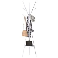MULSH Standing Coat Rack Hat Hanger Coat Rack Hooks Coat Rack Hall Tree Entryway Standing Hat Jacket Coat Hanger Rack In White,17.72" W X 17.72" D X 73.46" H