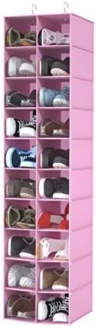 Coastal Rose Hanging Shoe Organizer For Closet, 20 Sections Hanging Closet Organizers And Storage Shelves, Space Saving Shoe Storage Rack Holder, Grey, 12''W×12''Dx 50''H 10 Coastal Rose Hanging Shoe Organizer For Closet, 20 Sections Hanging Closet Organizers And Storage Shelves, Space Saving Shoe Storage Rack Holder, Grey, 12''W×12''Dx 50''H - Image 10